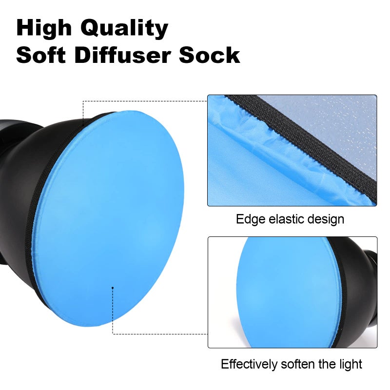 Soonpho 7" 180mm Soft Diffuser Sock for Photography Studio Strobe Reflector Standard Reflector(White/Red/Blue/Yellow/Green/Brown) - Image 3